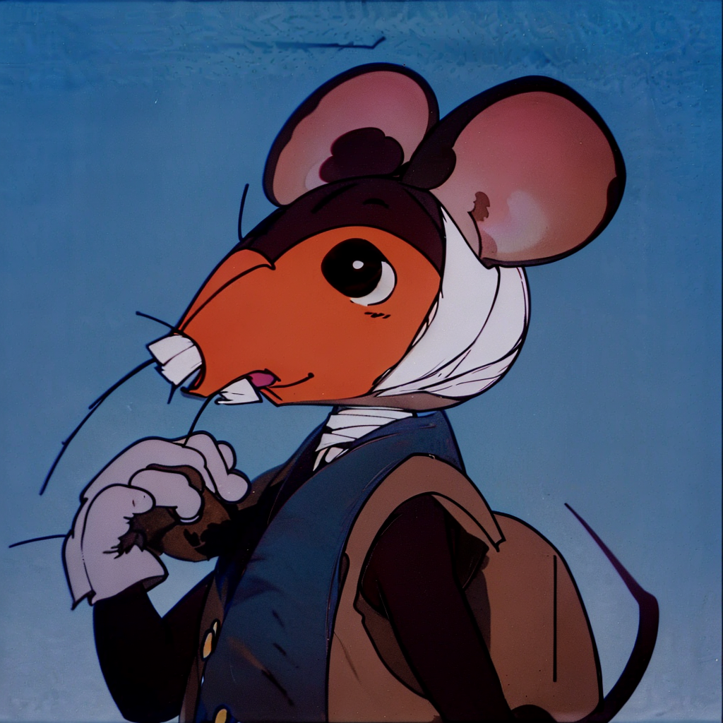 00597-2573347684-(Anthropomorphic Mouse_1.5), Long mouth,He had bandages around his head,1ears,looking to the side,.png